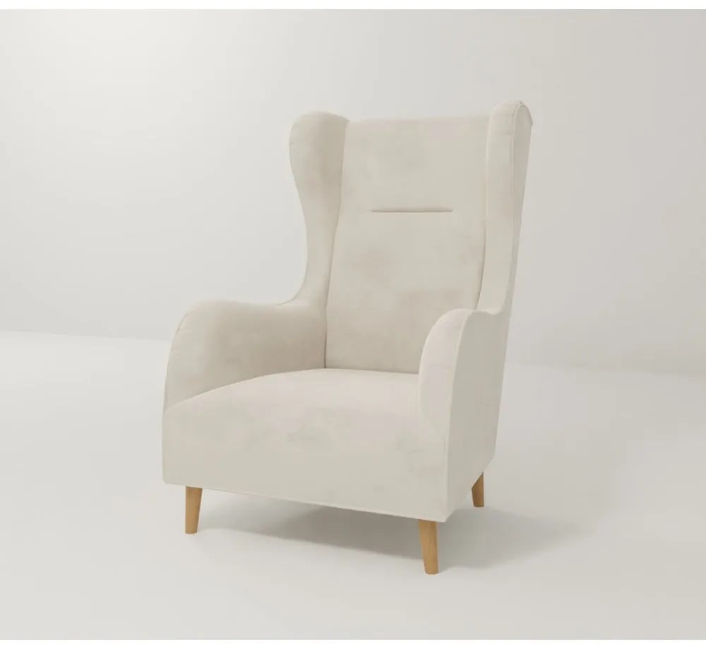 Кремаво кадифено кресло Carole - Ropez