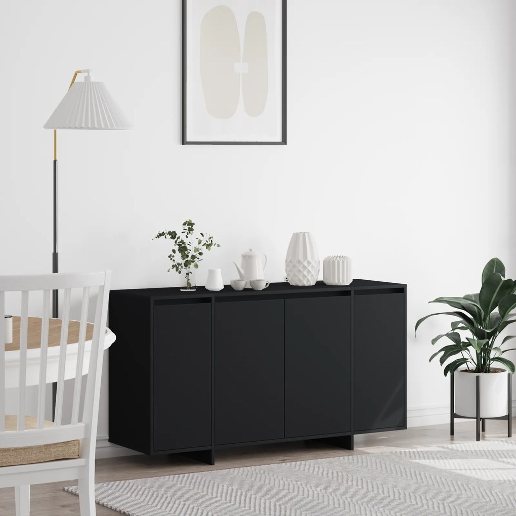 Sonata H Черен бюфет Черен Инженерна дървесина 135 х 41 х 75 см