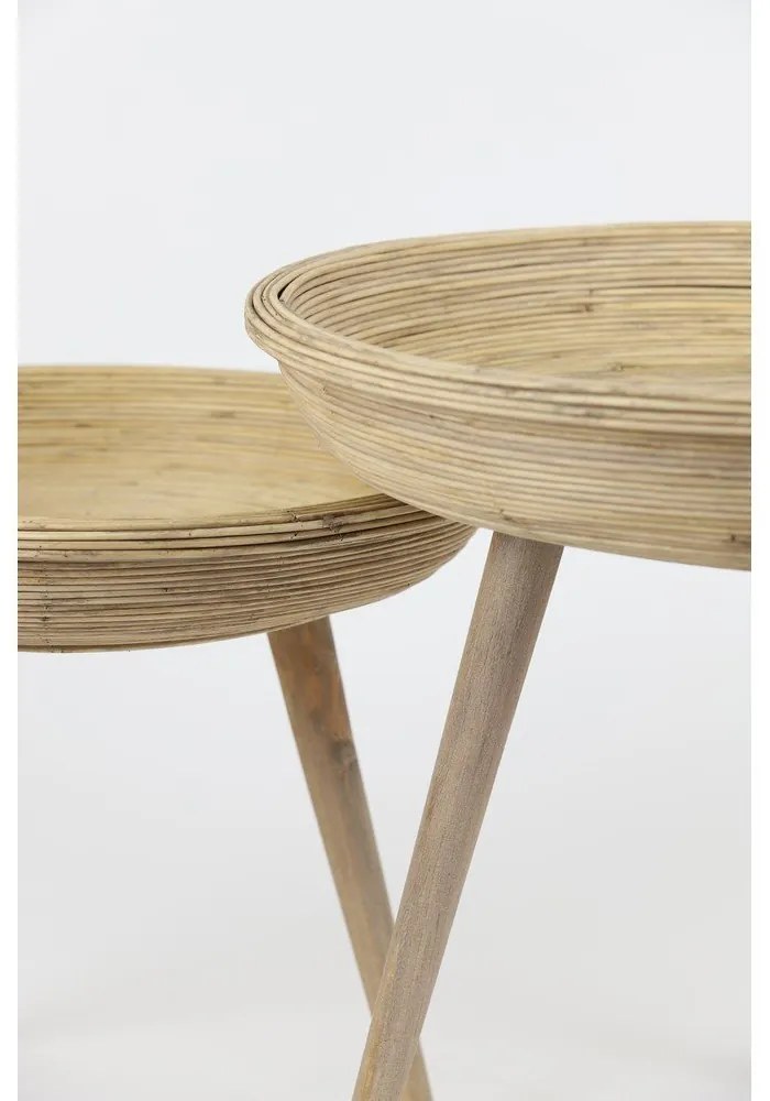 Ратанови кръгли странични масички в комплект от 2 бр. ø 56 cm Colon – Light &amp; Living