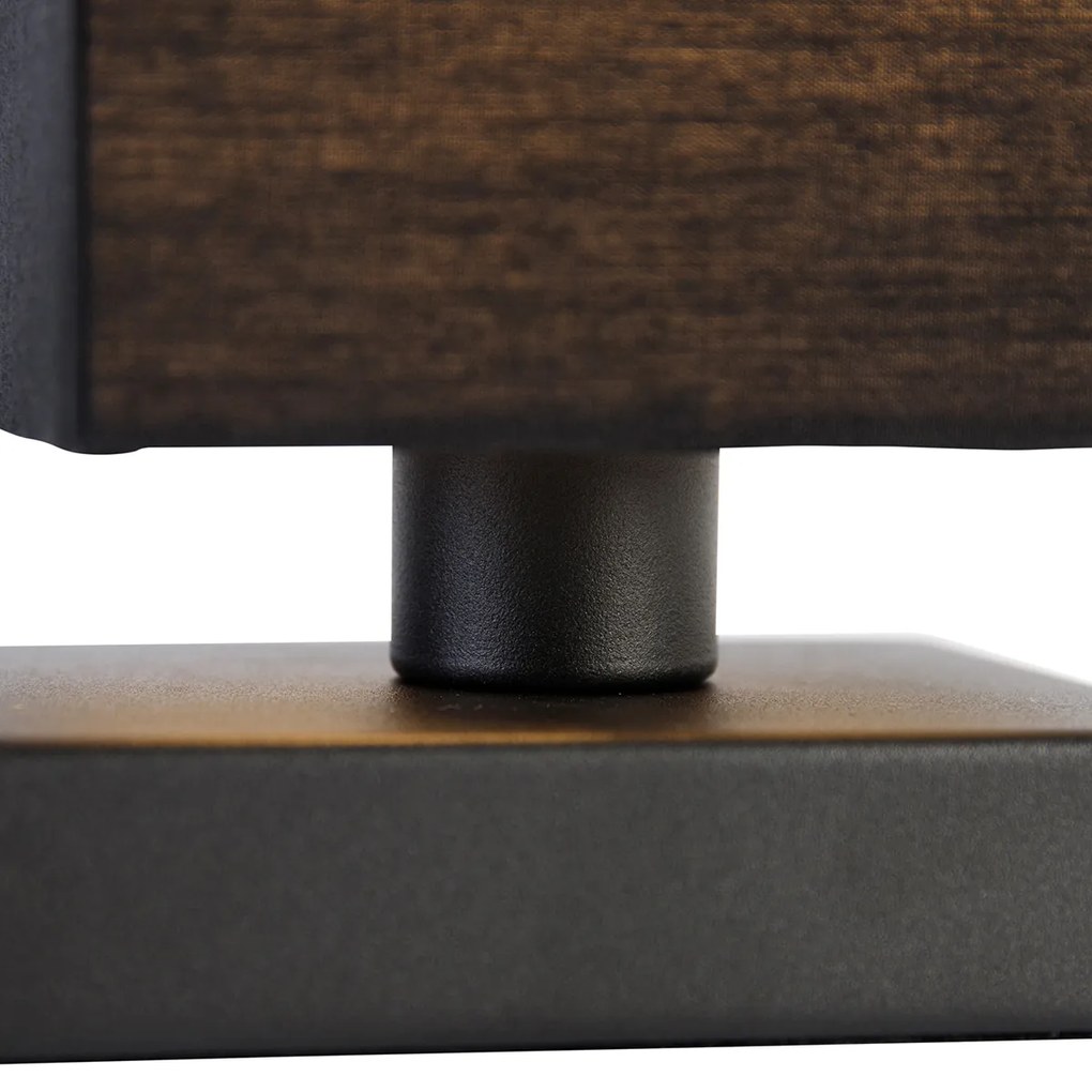 Лампа за маса черна с черен абажур, сензорен превключвател и безжично зарядно - Ромина