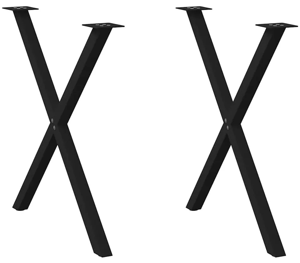 4012916 vidaXL Крака за трапезна маса, X-образни, 2 бр., черни, 70 x (72-73) см, стомана