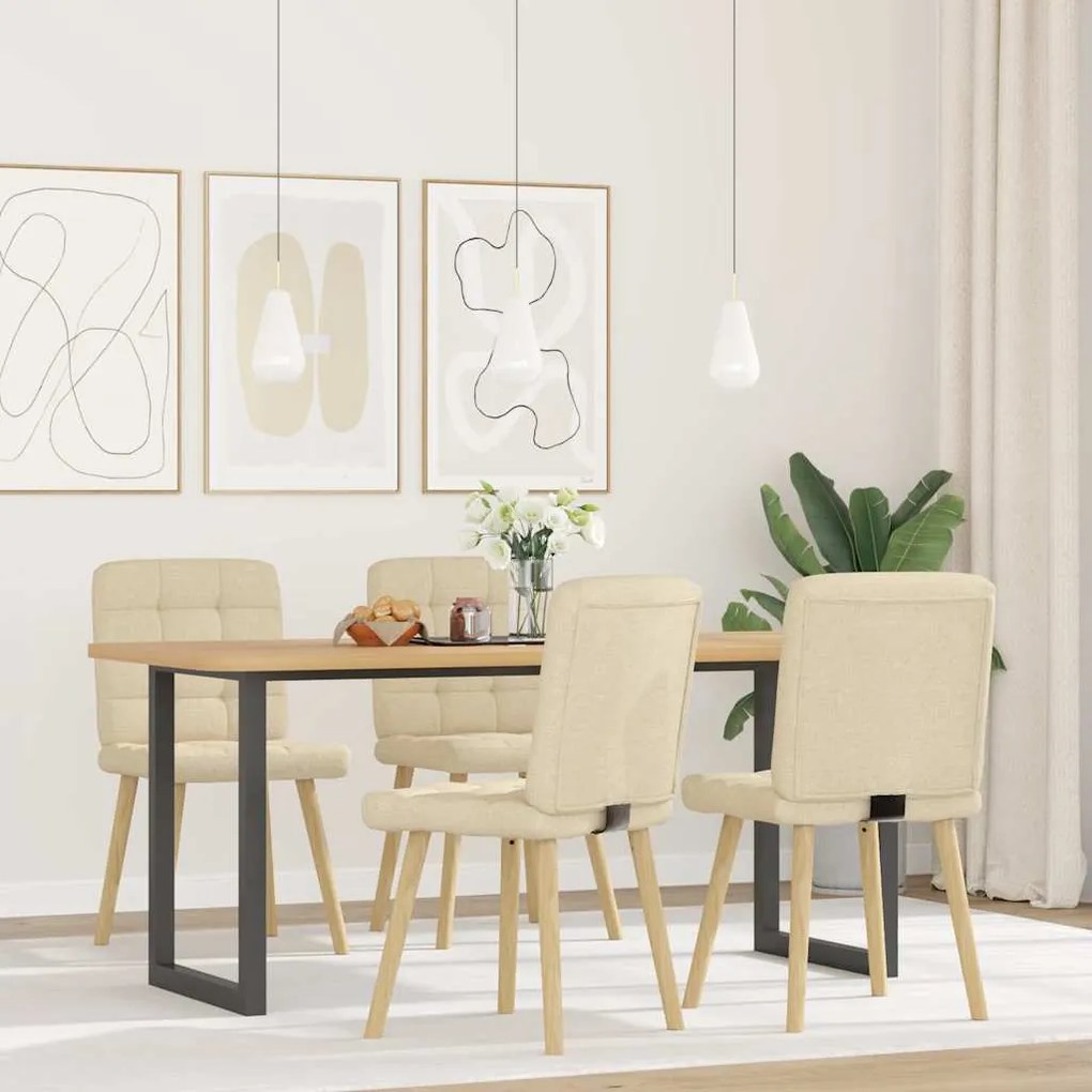 3315198 vidaXL Трапезни столове, 4 бр, кремави, текстил