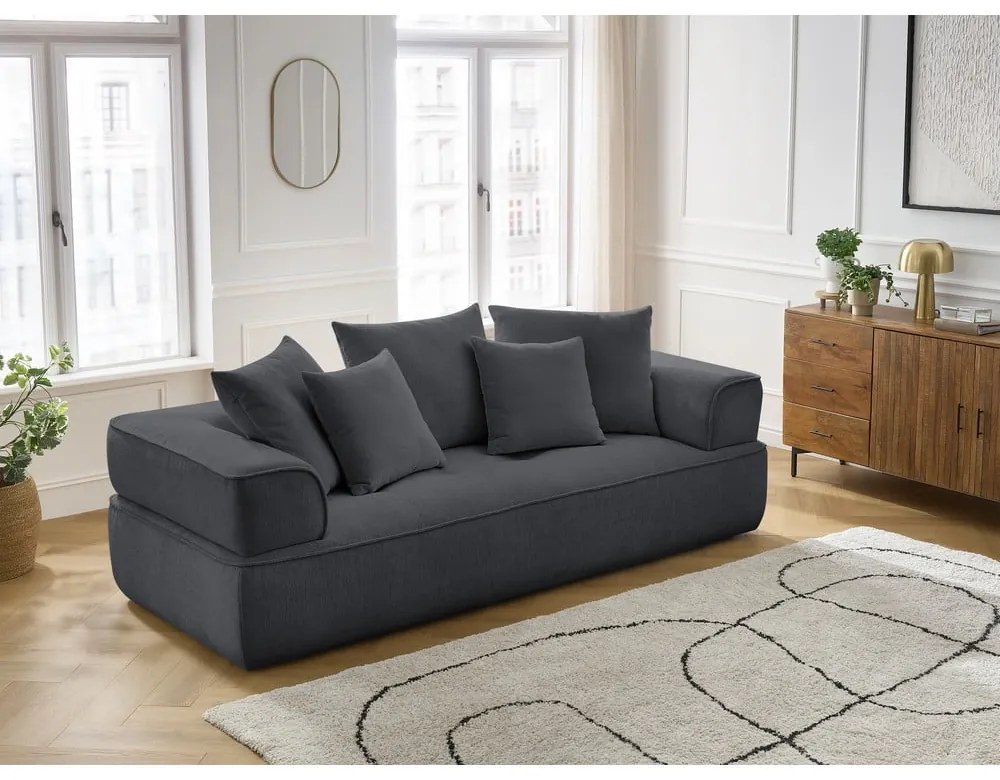 Тъмносив шенилов диван 237 cm Whesley – Bobochic Paris