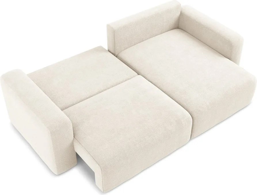 Кремав шенилов сгъваем/с място за съхранение ъглов диван (десен ъгъл) Kona – Makamii