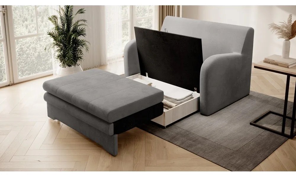 Сив кадифен разтегателен диван 130 cm Ario – ELTAP