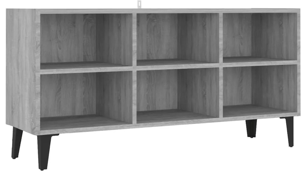 813156 vidaXL ТВ шкаф с метални крака, сив сонома, 103,5x30x50 см