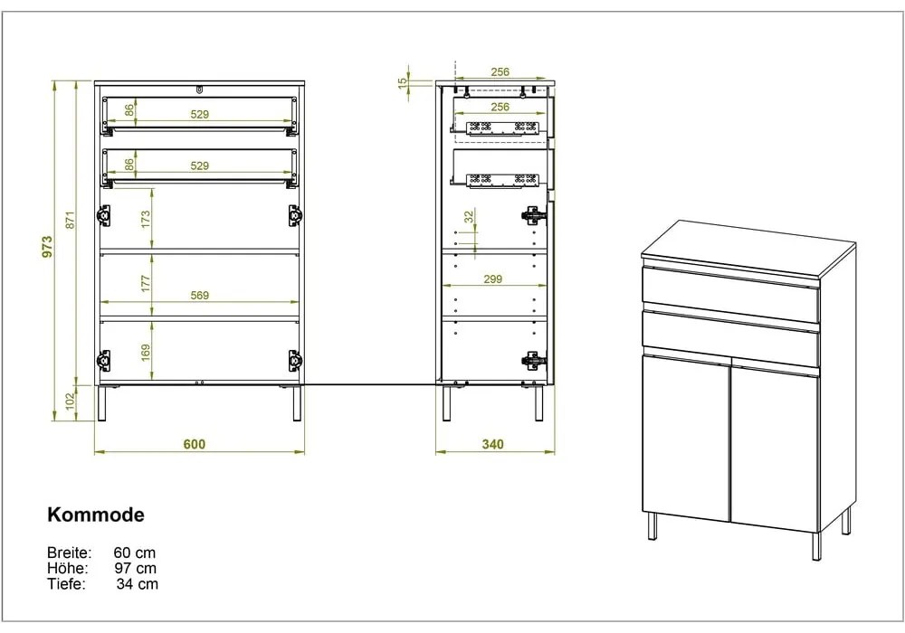 Бял нисък шкаф за баня в дъб 60x97 cm Torrance - Germania