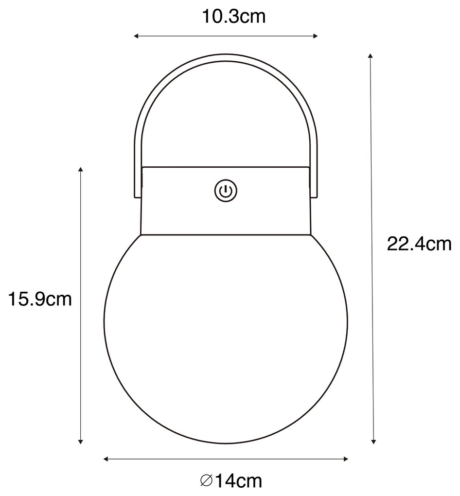 Външна висяща лампа черна с LED 3-степенен димер соларна - Cornelia