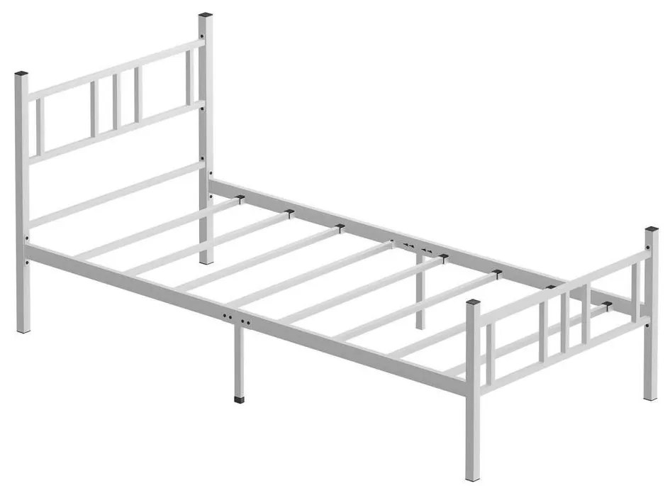 Метално едноспално легло PIRON 90x200 см — елегантно бяло, с максимално допустимо натоварване 120 кг