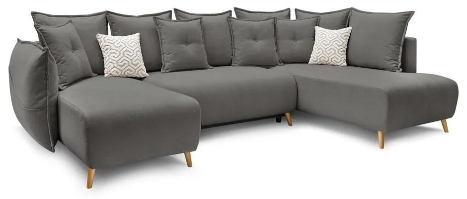 Сив разтегателен диван (десен ъгъл/В-образна форма) Nessa - Bobochic Paris