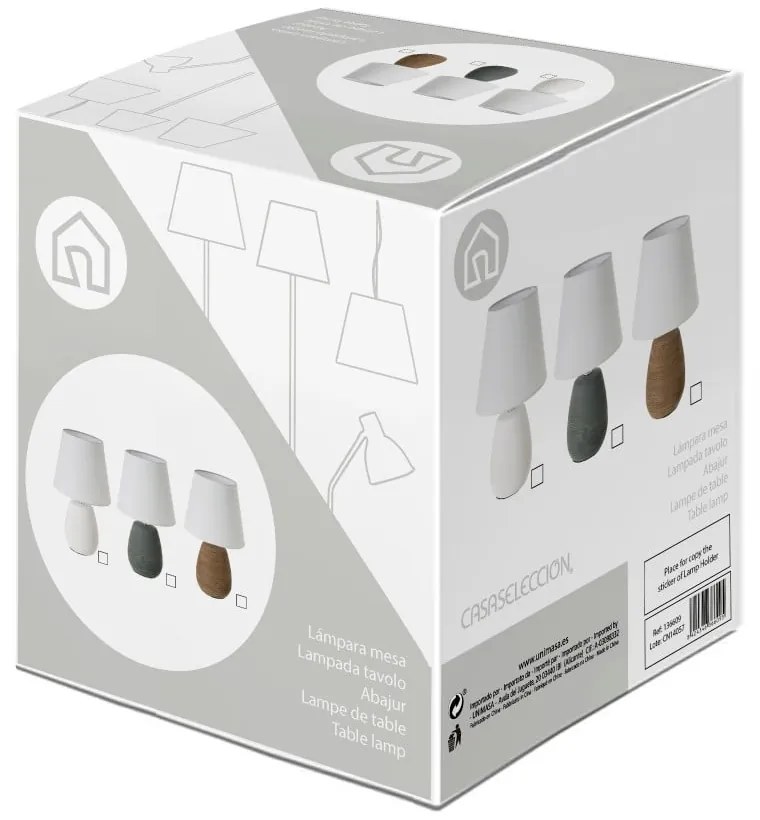 Кафява керамична настолна лампа с текстилен абажур (височина 27,5 cm) - Casa Selección