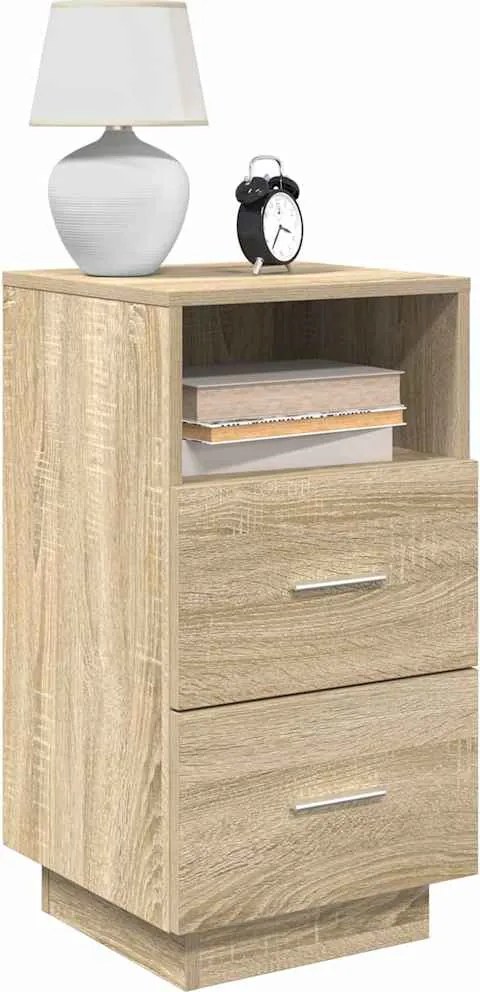 858582 vidaXL Нощно шкафче с 2 чекмеджета, дъб сонома, 36x36x68 см
