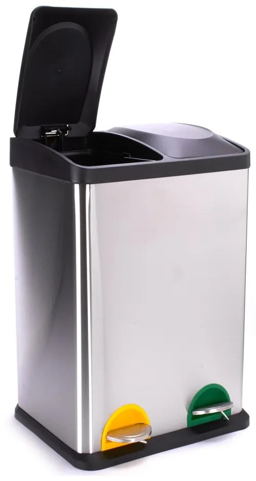 Стоманено кошче за боклук за рециклиране с педал в матово сребрист цвят 2x20 l Tri Selectif – MSV