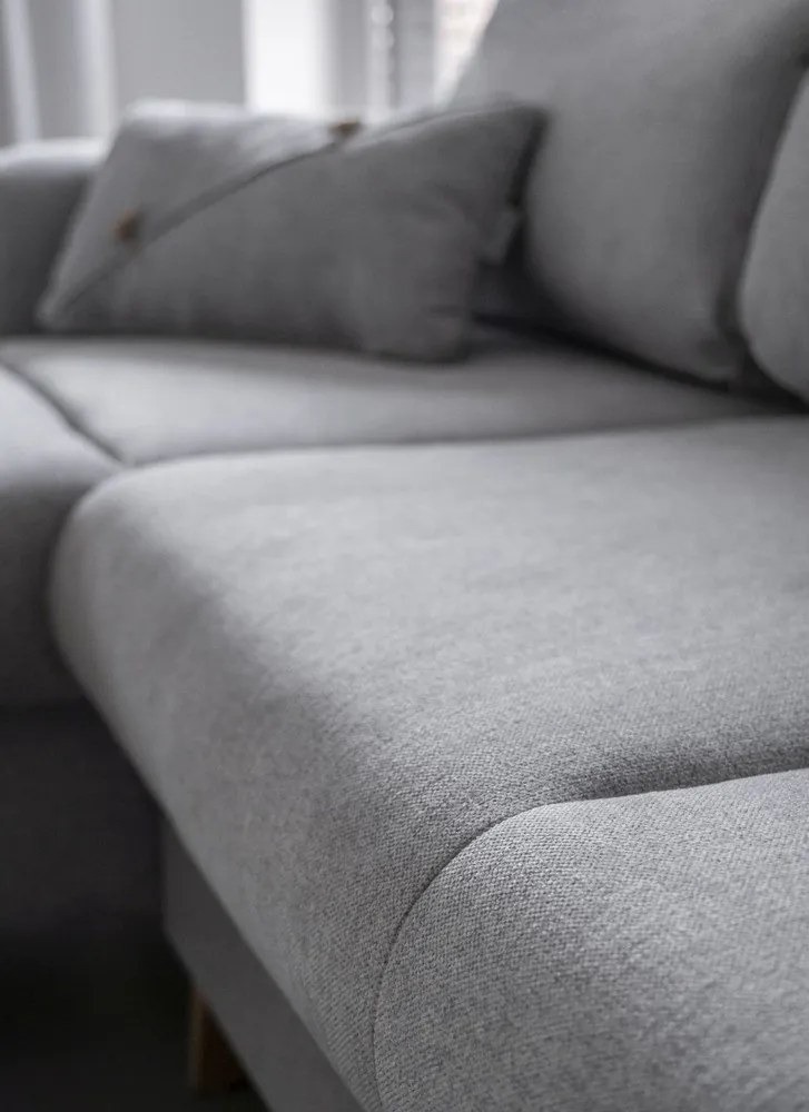 Светлосив ъглов разтегателен диван, ляв ъгъл Scandic Lagom - Miuform