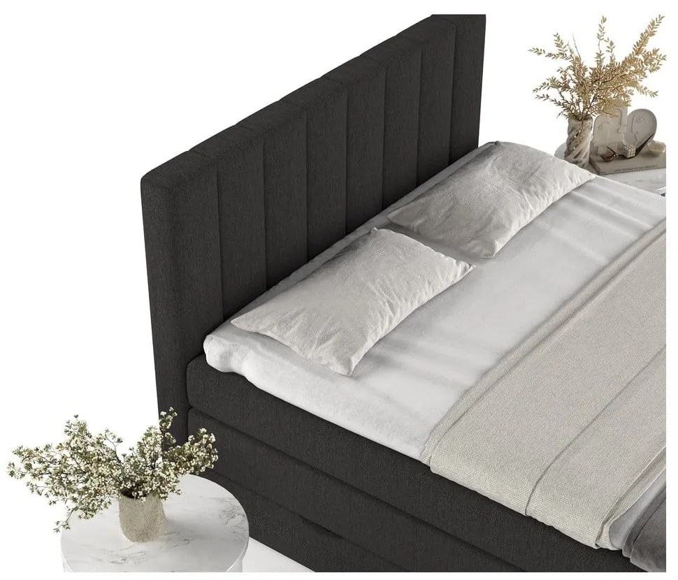 Черно боксспринг легло с място за съхранение 160x200 cm Ruby – Maison de Rêve