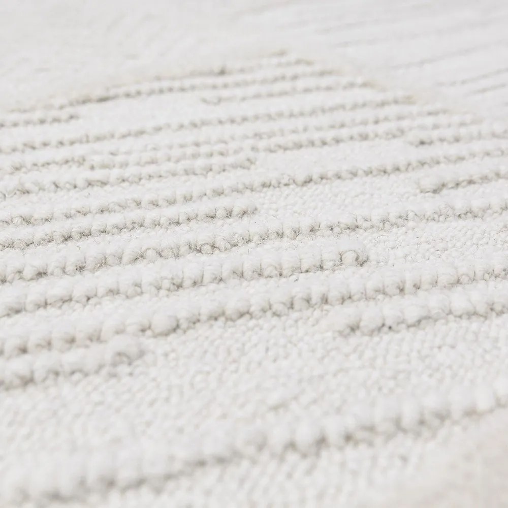 Бял ръчно изработен килим със смес от вълна 200x300 cm Sculptured Blocks – Flair Rugs