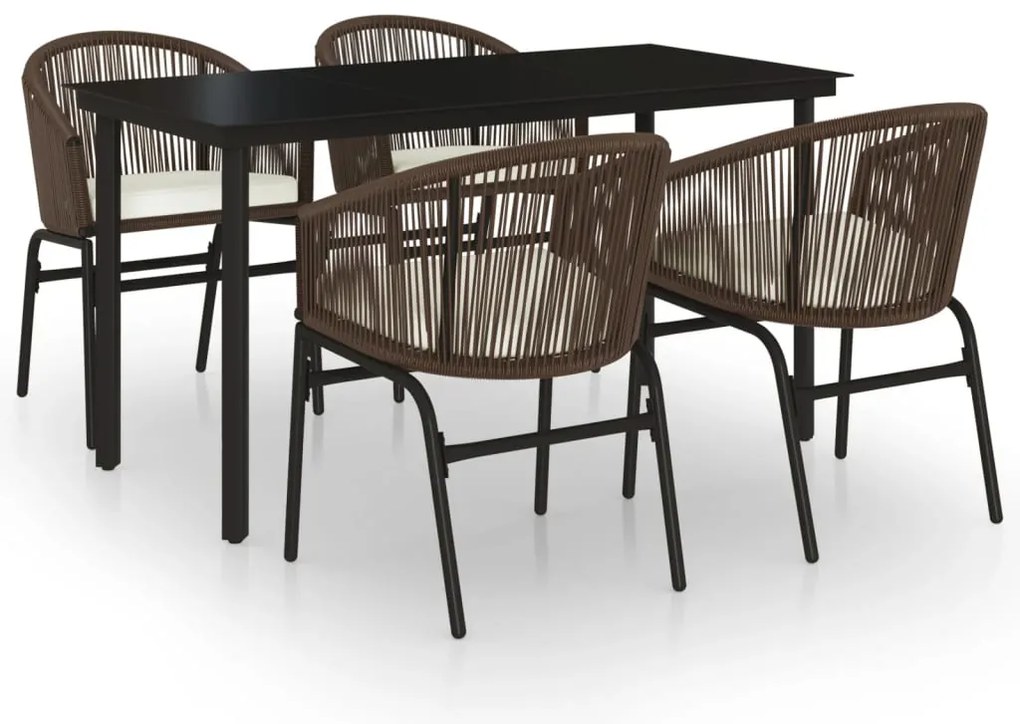 3099229 vidaXL Градински трапезен комплект, 5 части, кафяв