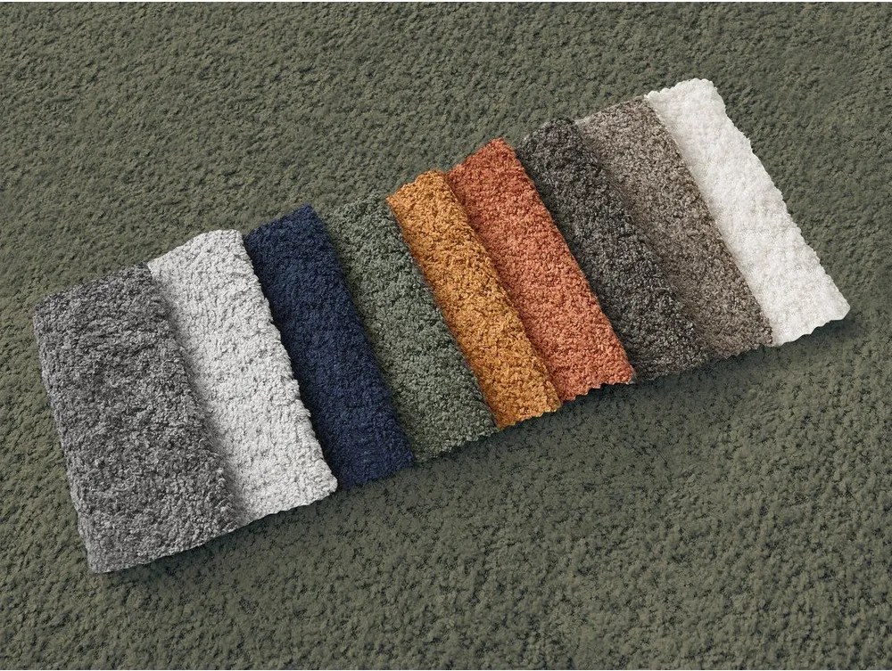 Зелен ъглов диван от прежда с примки от букле (ляв ъгъл) Azra – Bobochic Paris