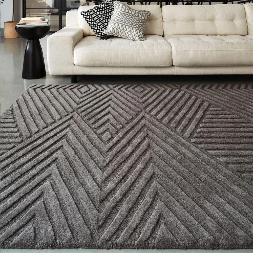 Антрацитен вълнен килим 200x290 cm Hague - Asiatic Carpets