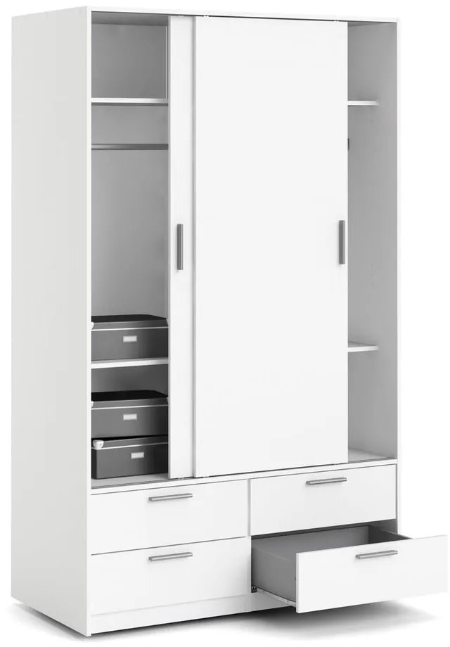 Бял гардероб с плъзгащи се врати 121x200 cm Line - Tvilum