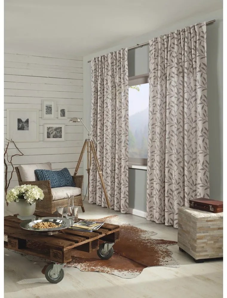 Сиво-бежова завеса със смес от лен 140x245 cm List – Sehlbach