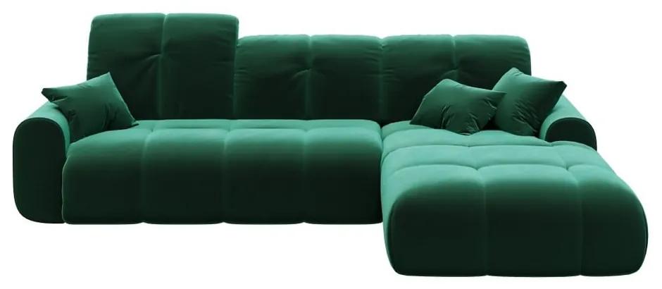 Тъмнозелен кадифен ъглов разтегателен диван Devichy , десен ъгъл Tous - devichy