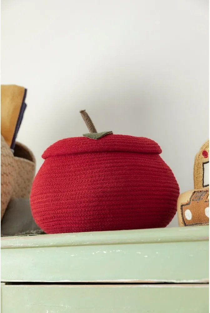 Червена текстилна детска кошница за играчки ø 28x20 cm Apple – Lorena Canals