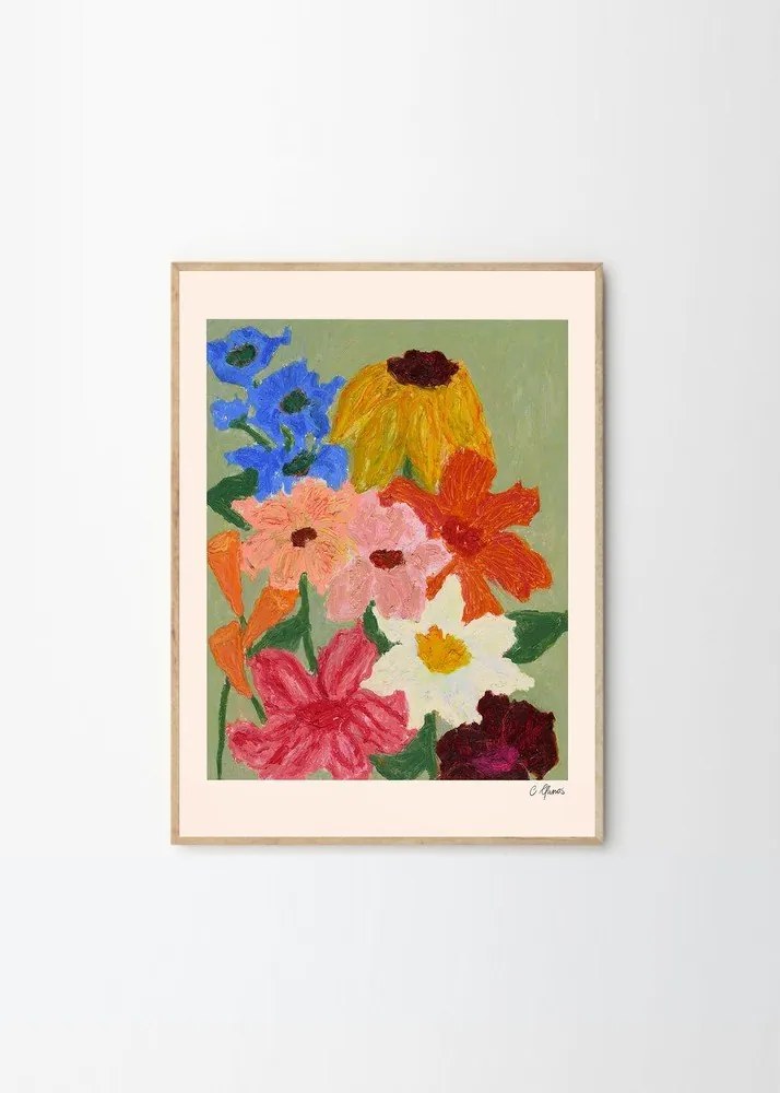 Постер 50x70 cm Flowers on Sage Green – Carla Llanos – The Poster Club