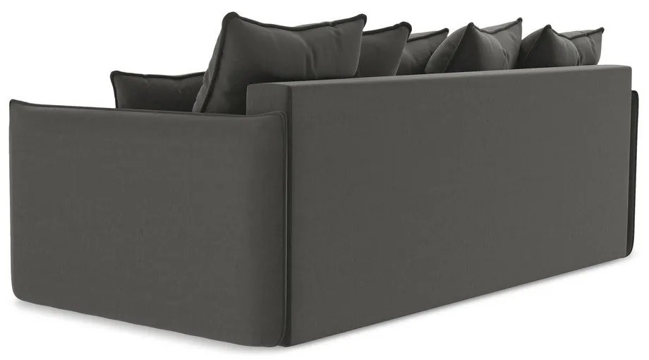 Тъмносив кадифен разтегателен диван с място за съхранение 225 cm Hula – Makamii