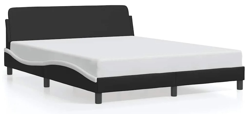 373223 vidaXL Рамка за легло Dover, черна, бяла, 160x200см, изкуствена кожа