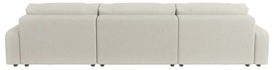 Кремав ъглов диван с място за съхранение от рипсено кадифе Sara – Ropez