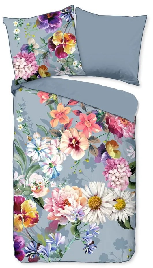 Сиво спално бельо от органичен памук за двойно легло Sunflower, 200 x 220 cm Organic - Descanso