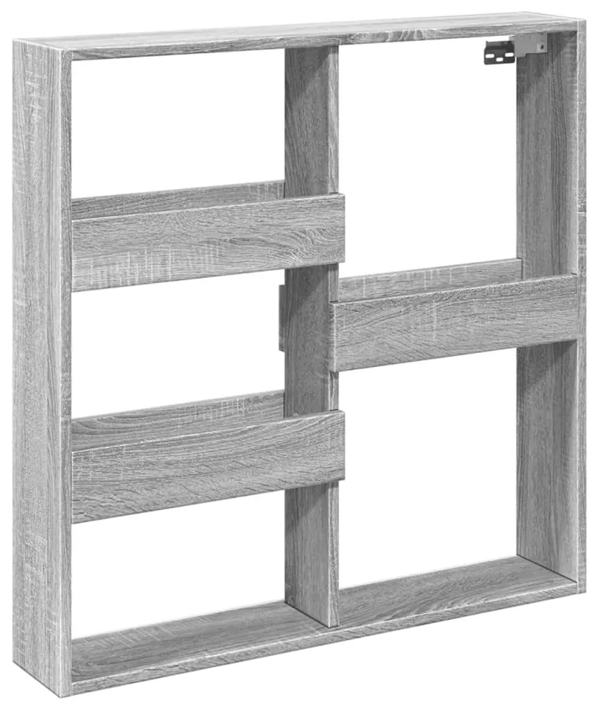 854549 vidaXL Стенен шкаф, сив сонома, 80x15x80 см, инженерно дърво
