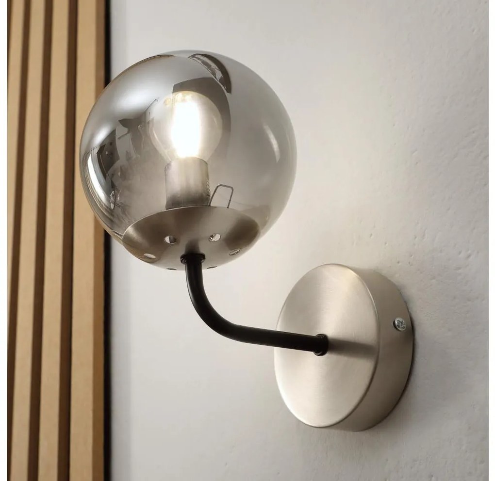 Brilagi - Настенна лампа MALIVA 1xE14/15W/230V матов хром/димно стъкло