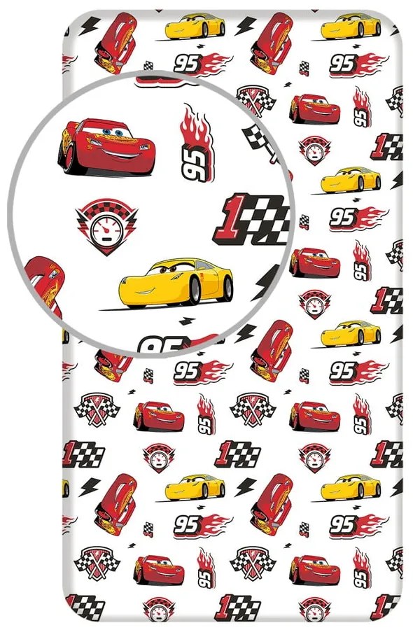 Еластичен памучен детски чаршаф 90x200 cm Cars "McQueen" – Jerry Fabrics