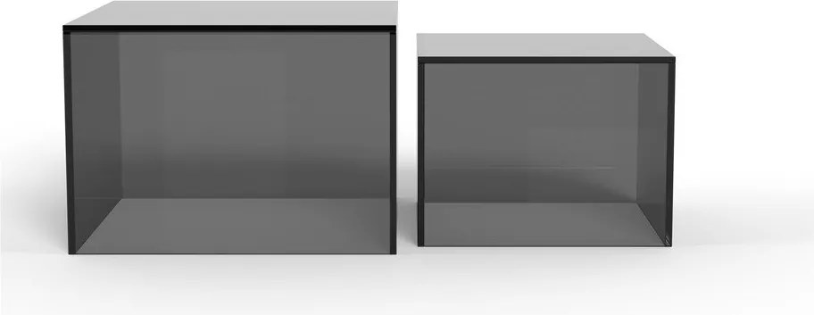 Сиви стъклени масички за кафе в комплект 2 бр. 50x50 cm Dice – Actona