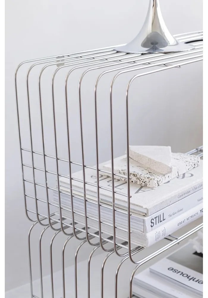 Метална стенна библиотека в блестящо сребрист цвят 70x30 cm Wire – Mette Ditmer Denmark