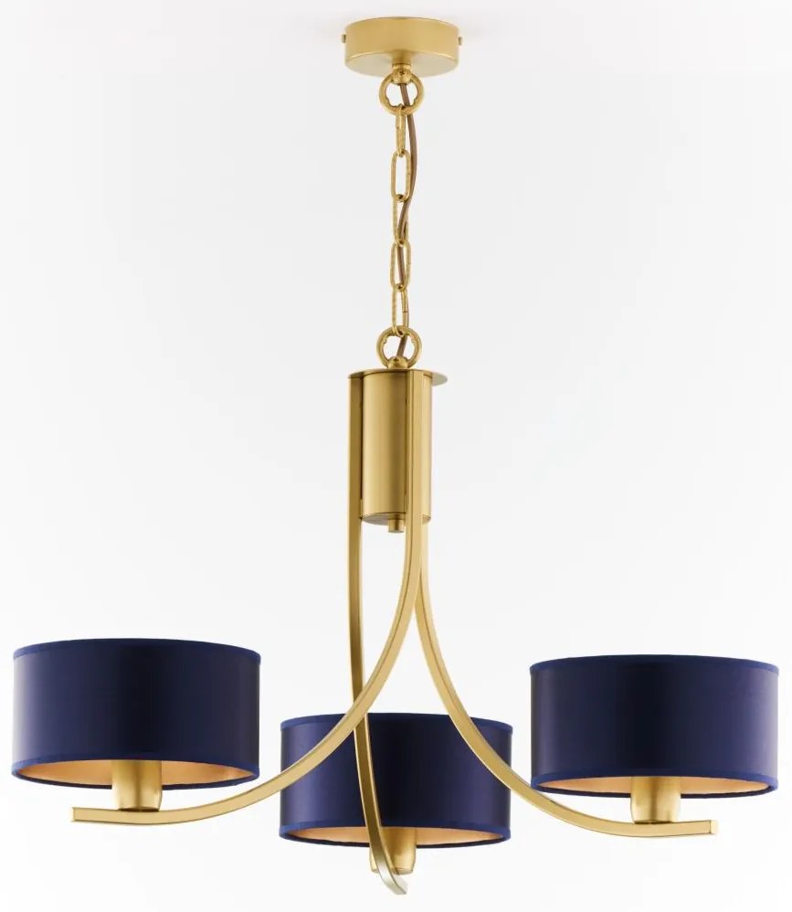 Jupiter 2093 - Полилей на верига ARTHUR 3xE27/15W/230V синьо/златно