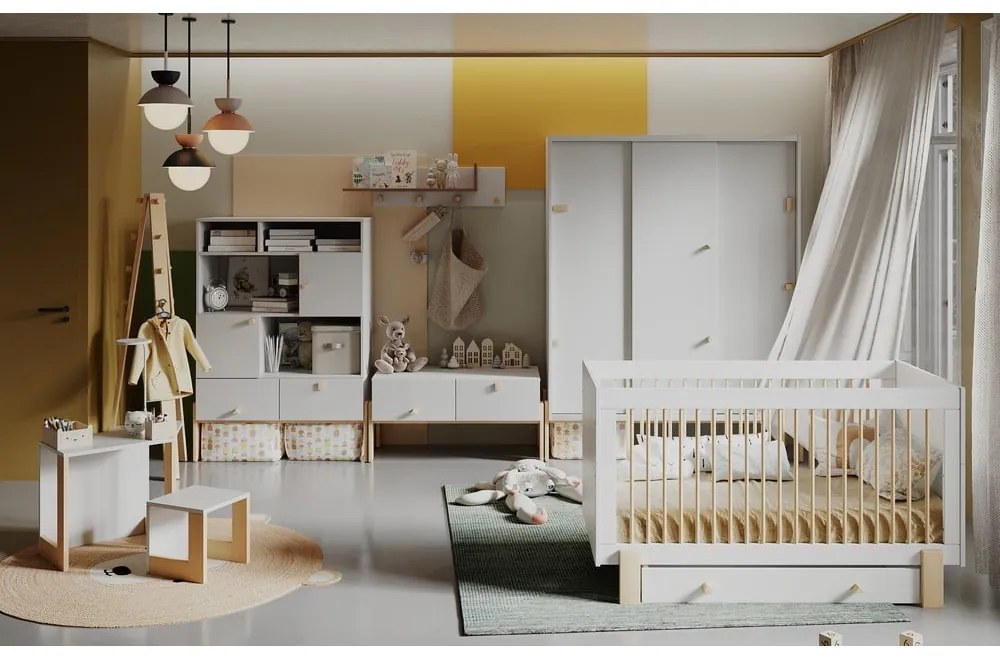 Светло сив/естествен стенен детски шкаф за дрехи Cube - Pinio