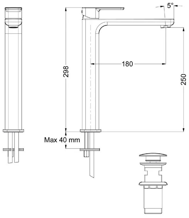 Кран за тоалетна Eurorama Quadra Black High-Black Ματ