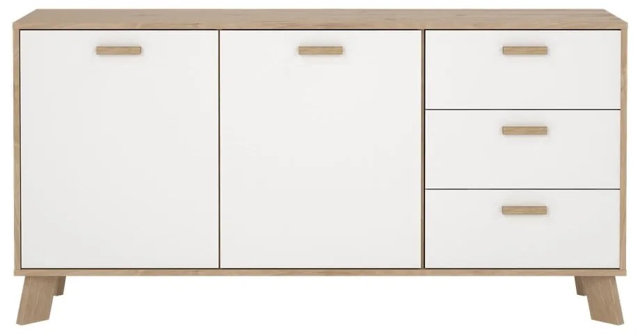 Скрин от дъбов декор в бял и естествен цвят 147x73x39 cm Ikast – Tvilum