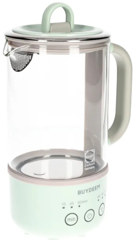 Електрическа кана BUYDEEM K314, 300W, 0.6 л, Таймер с 3 степени, 3 температурни настройки, Поддържане топло до 8 часа, Светлозелен