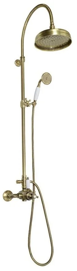 Месингов душ комплект в бронзов цвят с термостатен смесител с душ глава и ръчен душ 142 cm Antea – Sapho
