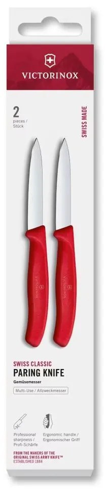 Victorinox - Комплект кухненски ножове за зеленчуци SWISS CLASSIC 8 см, 2 бр., червен