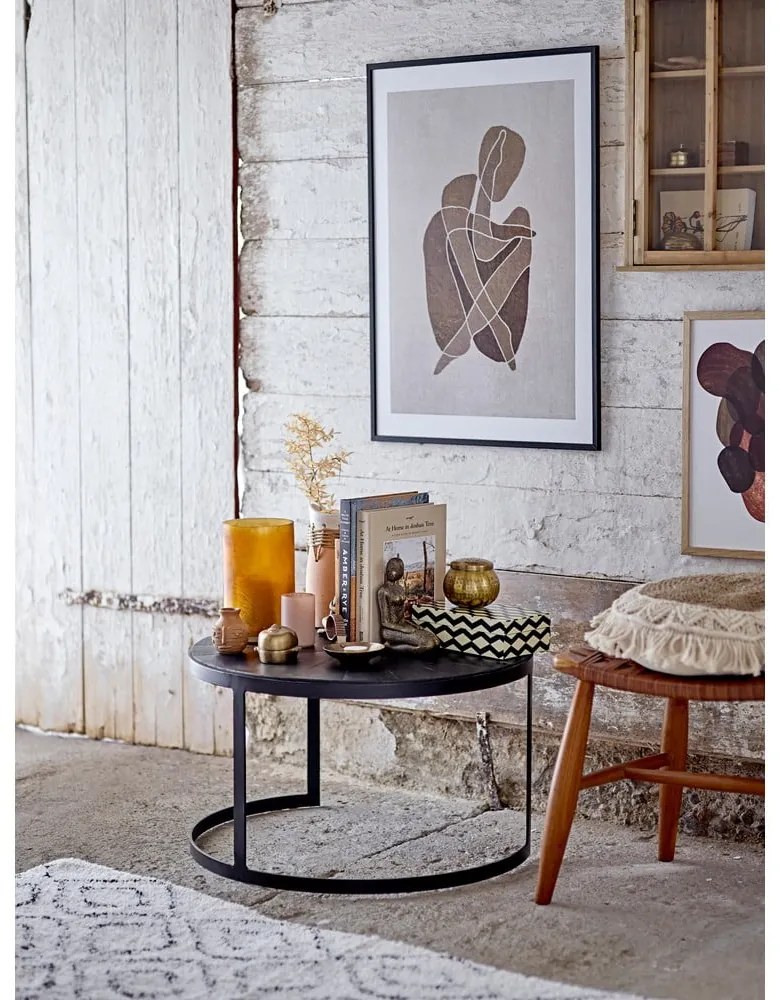 Бяло-сив памучен килим 90x150 cm Katie – Bloomingville