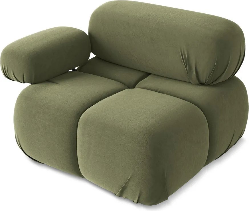 Светлозелен кадифен модул за диван (ляв ъгъл) Lokua – Makamii