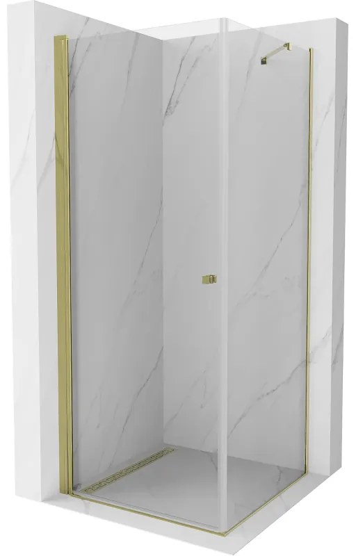 Mexen Pretoria душ кабина хенг 90 x 90 см, прозрачна, златна - 852-090-090-50-00