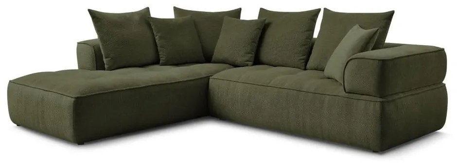 Зелен шенилов ъглов диван (ляв ъгъл/L форма) Whesley – Bobochic Paris