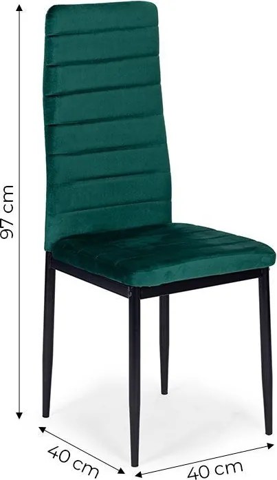 Комплект от 4 елегантни кадифени стола в зелено