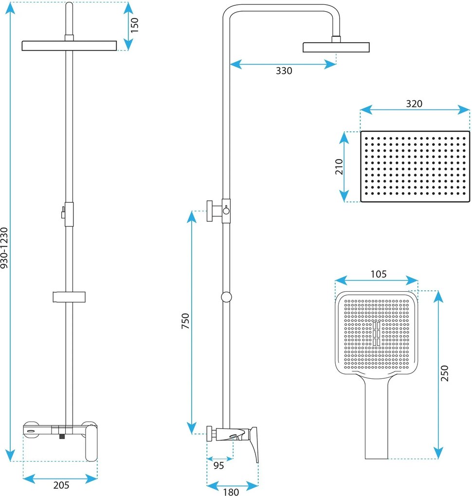 Комплект за душ REA JOE Brush Gold